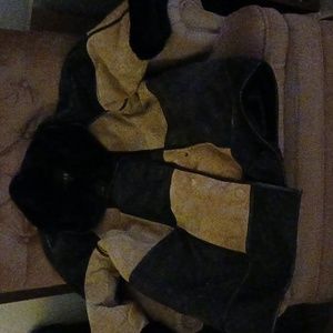 Patch work Genuine Leather coat